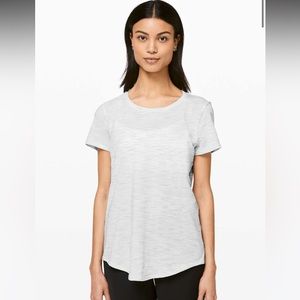 Lululemon Love Crew III, 3 Colour Space Dye Ice Grey Alpine White, size 2